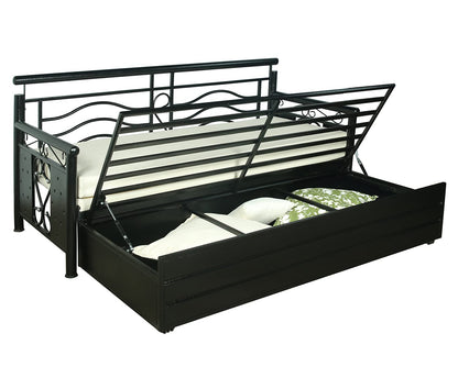 Black Crossandra Hydraulic Storage Metal Sofa Bed with Mattress & Pillow (Color - White)