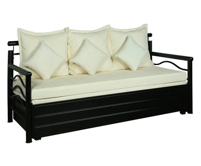 Black Nancy Hydraulic Storage Metal Sofa Bed with Mattress & Pillow (Color - White)