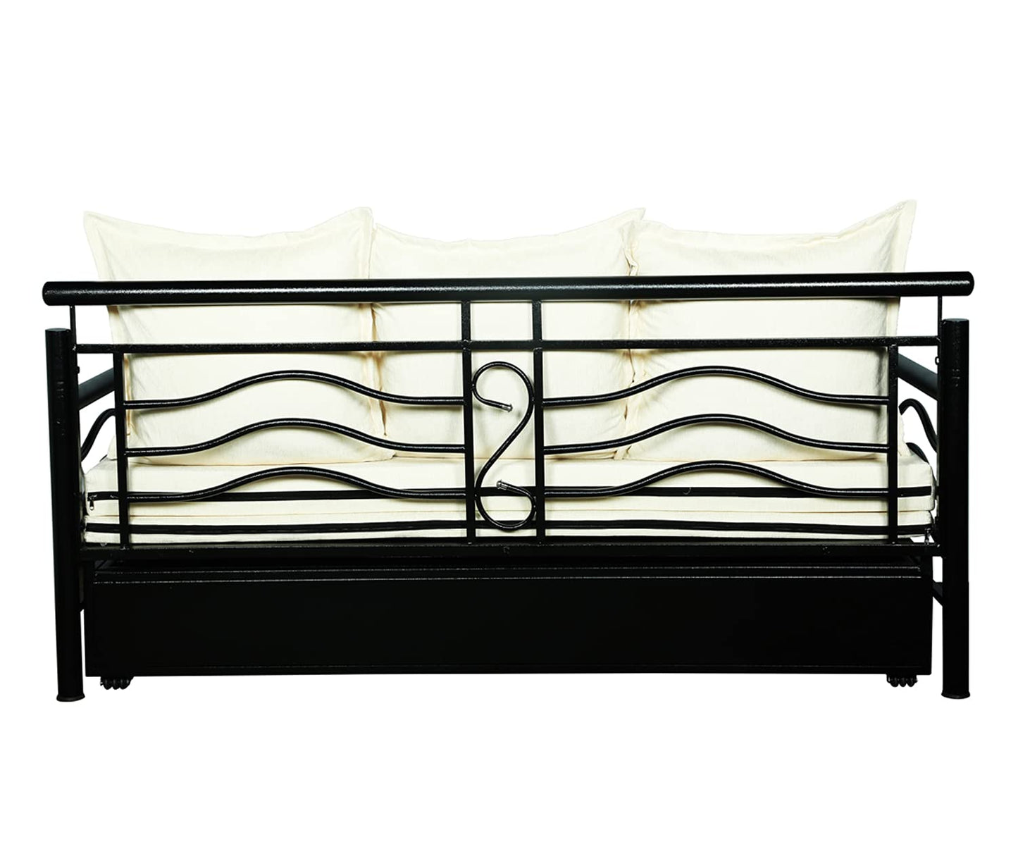 Black Nancy Hydraulic Storage Metal Sofa Bed with Mattress & Pillow (Color - White)