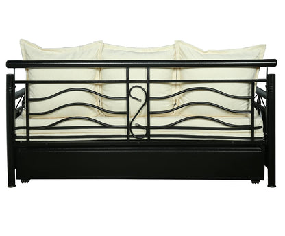 Black Crossandra Hydraulic Storage Metal Sofa Bed with Mattress & Pillow (Color - White)