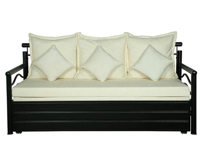 Black Nancy Hydraulic Storage Metal Sofa Bed with Mattress & Pillow (Color - White)