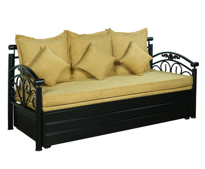 Black Sofia Hydraulic Storage Metal Sofa Cum Bed with Mattress & Pillow (Color - Camel)