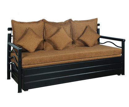 Black Nancy Hydraulic Storage Metal Sofa Bed with Mattress & Pillow (Color - Brown)