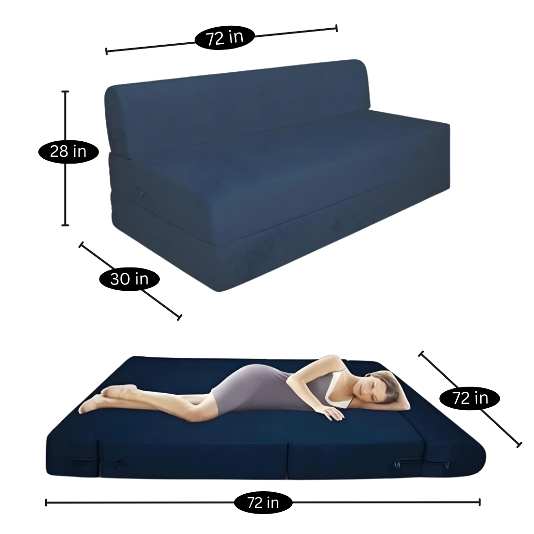 Grady Blue Foldable Sofa Bed Mattress