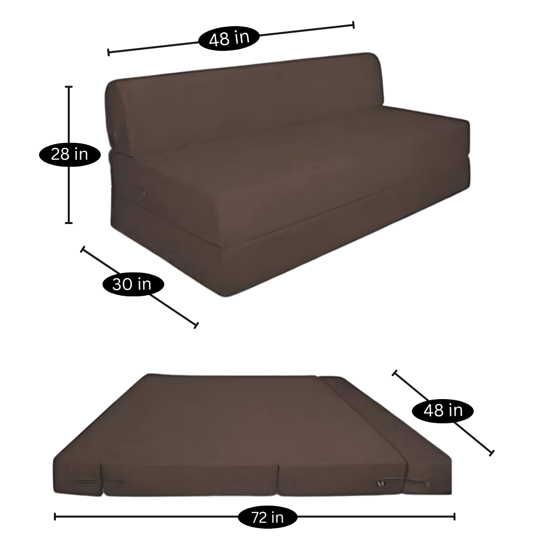 Etta Brown Foldable Mattress Sofa Bed