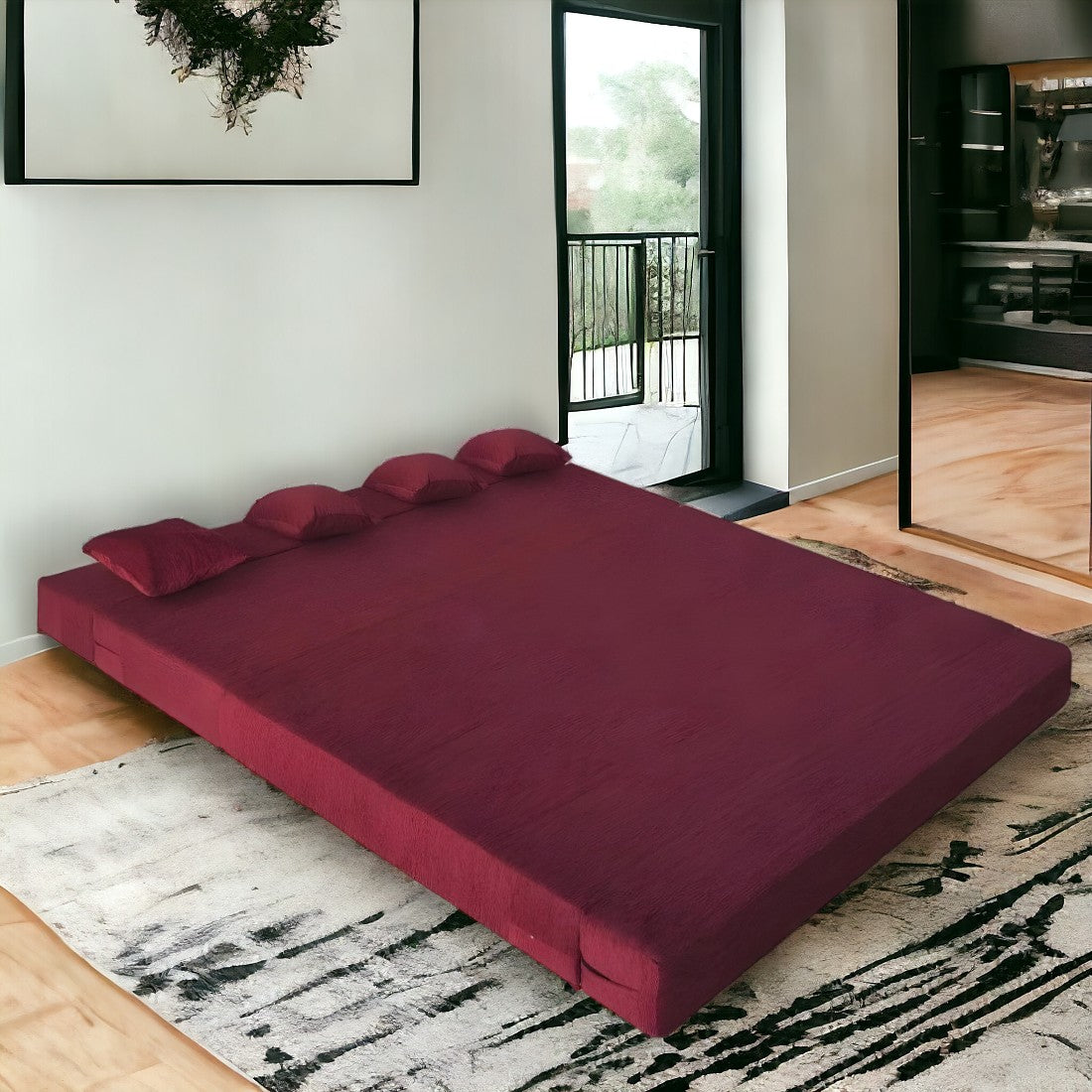 Amelia Red Foldable Mattress Sofa Bed