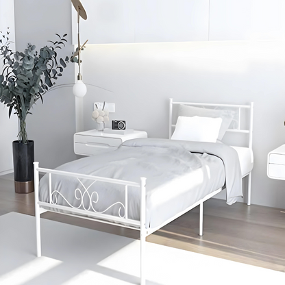 Amol Without Storage Metal Bed (Color - White)