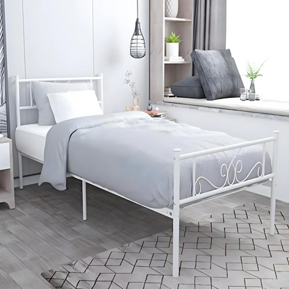 Amol Without Storage Metal Bed (Color - White)