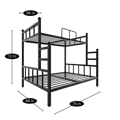 Citrine Metal Bunk Bed in Black Color