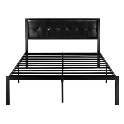 Apex Without Storage Metal Bed with Black Designer Cushion Headrest (Color - Black)