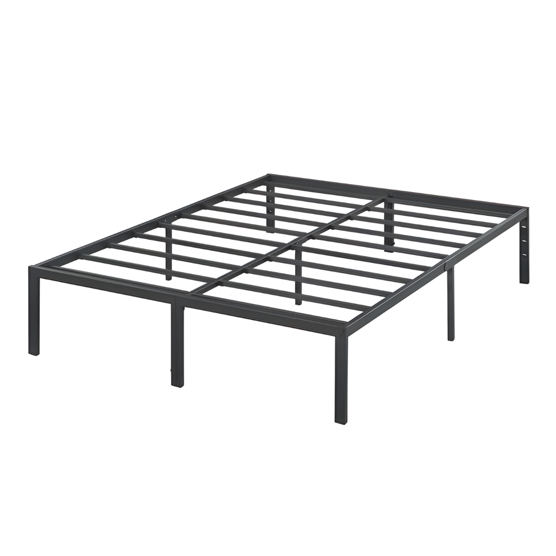 Slaid Without Storage Metal Bed with Designer Headrest (Color - Black)