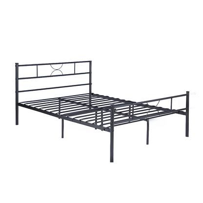 Tywin Without Storage Metal Bed with Designer Headrest (Color - Black)