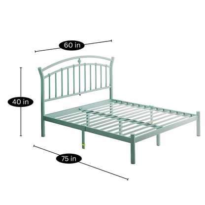 Grill Without Storage Metal Bed with Designer Headrest (Color - Green)