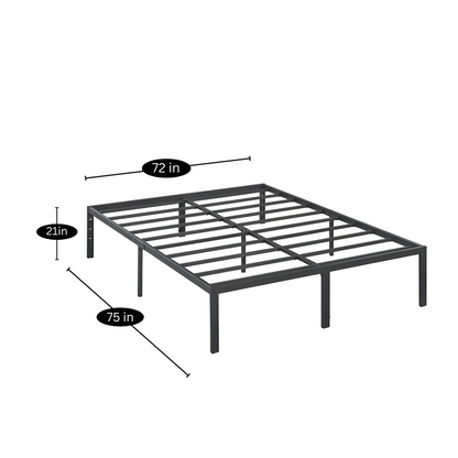 Slaid Without Storage Metal Bed with Designer Headrest (Color - Black)