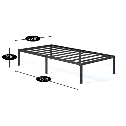 Slaid Without Storage Metal Bed with Designer Headrest (Color - Black)