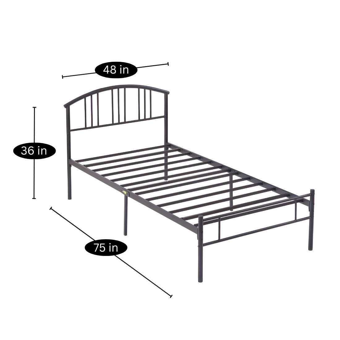 Morehouse Without Storage Metal Bed with Designer Headrest (Color - Black)