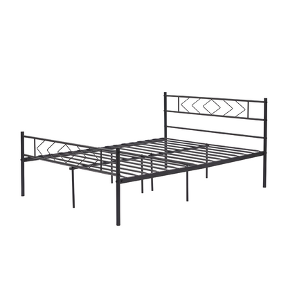 Markaya Without Storage Metal Bed with Designer Headrest (Color - Black)