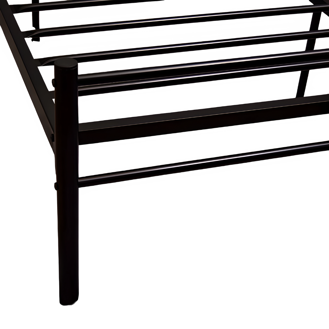 Belize Without Storage Metal Bed with Designer Headrest (Color - Black)