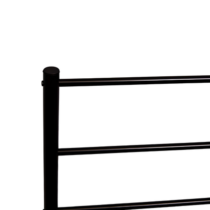 Belize Without Storage Metal Bed with Designer Headrest (Color - Black)