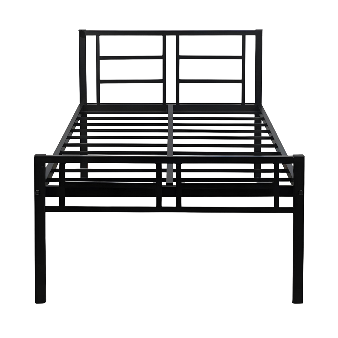 Bostwana Without Storage Metal Bed with Designer Headrest (Color - Black)