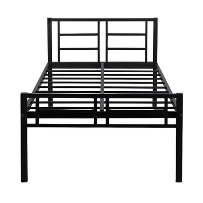 Bostwana Without Storage Metal Bed with Designer Headrest (Color - Black)