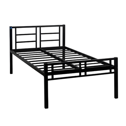 Bostwana Without Storage Metal Bed with Designer Headrest (Color - Black)