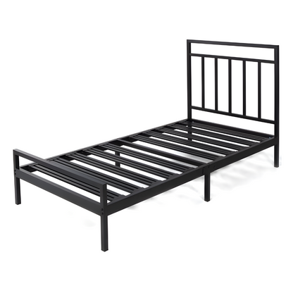 Costa Rica Without Storage Metal Bed with Designer Headrest (Color - Black)