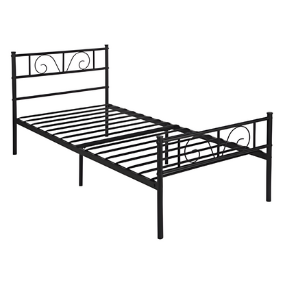 Museville Without Storage Metal Bed with Designer Headrest (Color - Black)