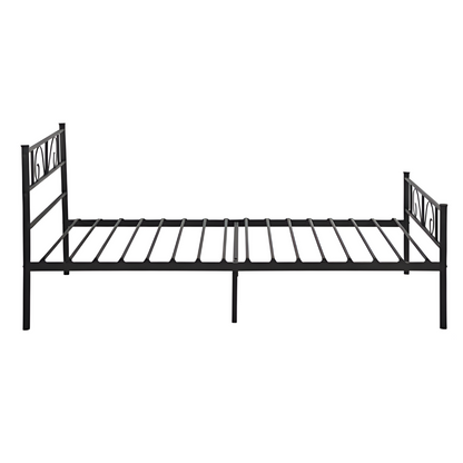 Museville Without Storage Metal Bed with Designer Headrest (Color - Black)