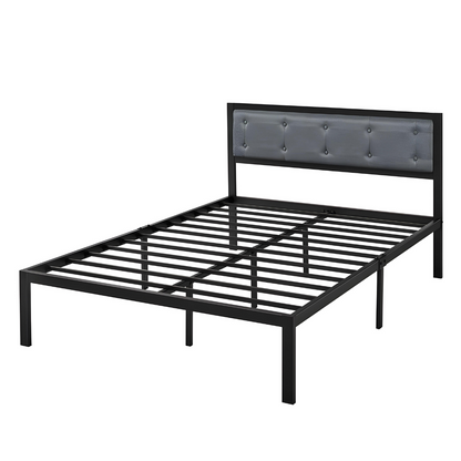 Heaven Without Storage Metal Bed with Black Designer Cushion Headrest (Color - Black)