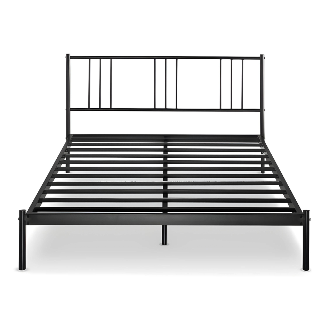 Priage Without Storage Metal Bed with Designer Headrest (Color - Black)