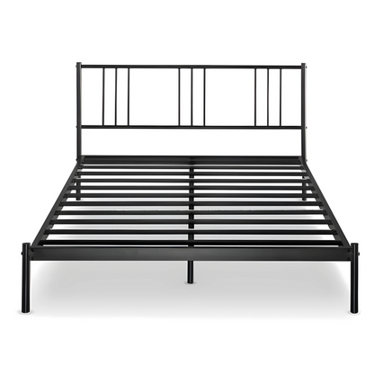 Priage Without Storage Metal Bed with Designer Headrest (Color - Black)