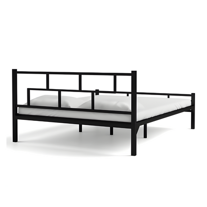 Aeron Without Storage Metal Bed with Designer Headrest (Color - Black)