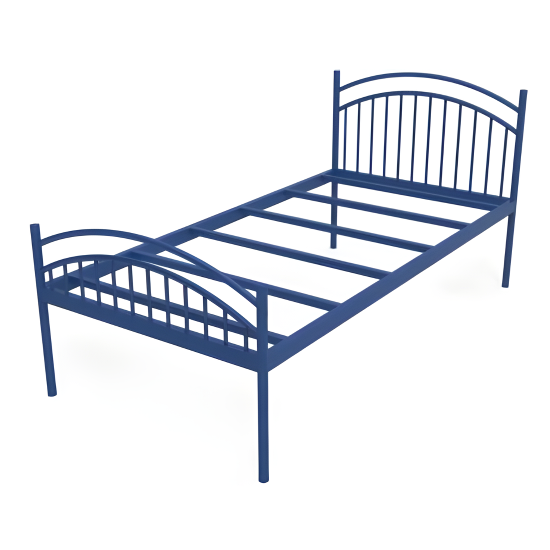 Liam Without Storage Metal Bed with Designer Headrest (Color - Blue)