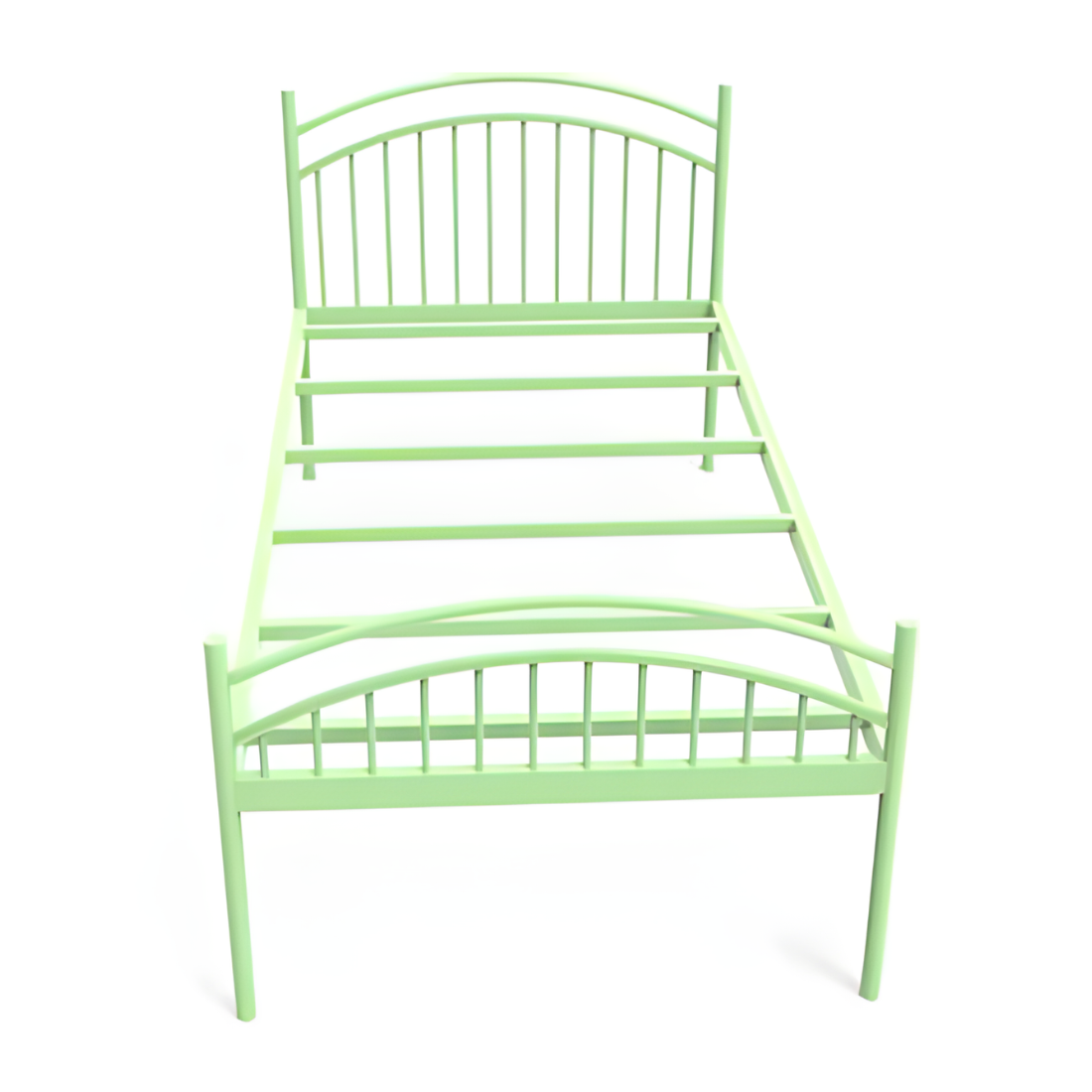 Liam Without Storage Metal Bed with Designer Headrest (Color - Green)