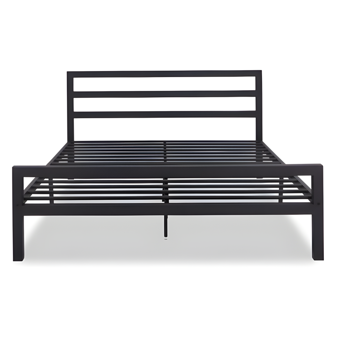 Belarus Without Storage Metal Bed with Designer Headrest (Color - Black)