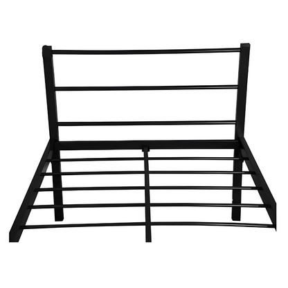 Elf Without Storage Metal Bed with Designer Headrest (Color - Black)