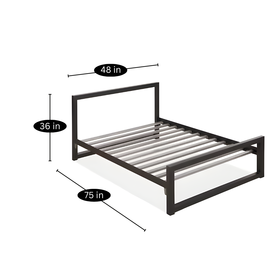 Astro Without Storage Metal Bed with Designer Headrest (Color - Black)