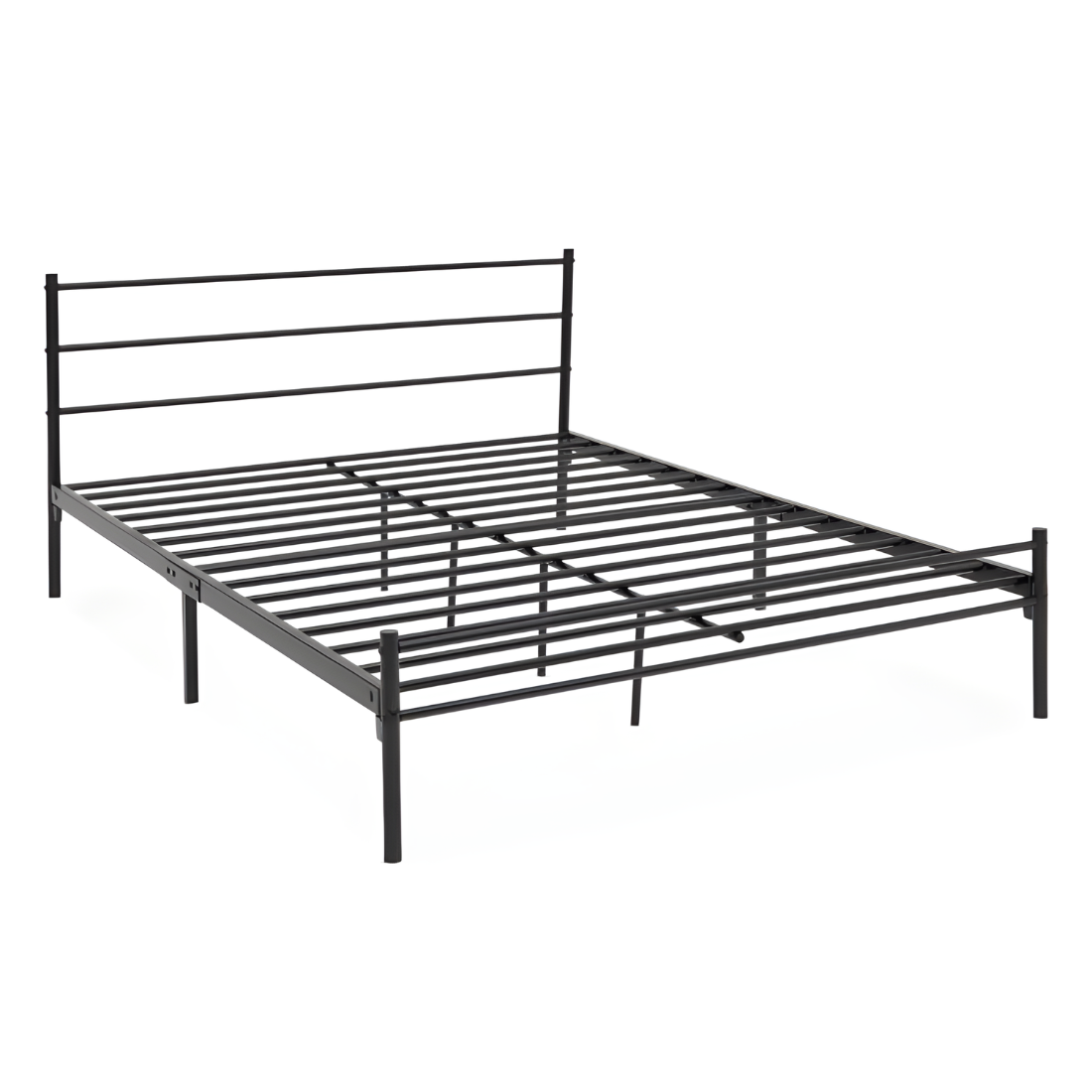 Ukrain Without Storage Metal Bed with Designer Headrest (Color - Black)