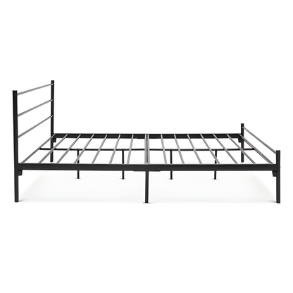 Ukrain Without Storage Metal Bed with Designer Headrest (Color - Black)