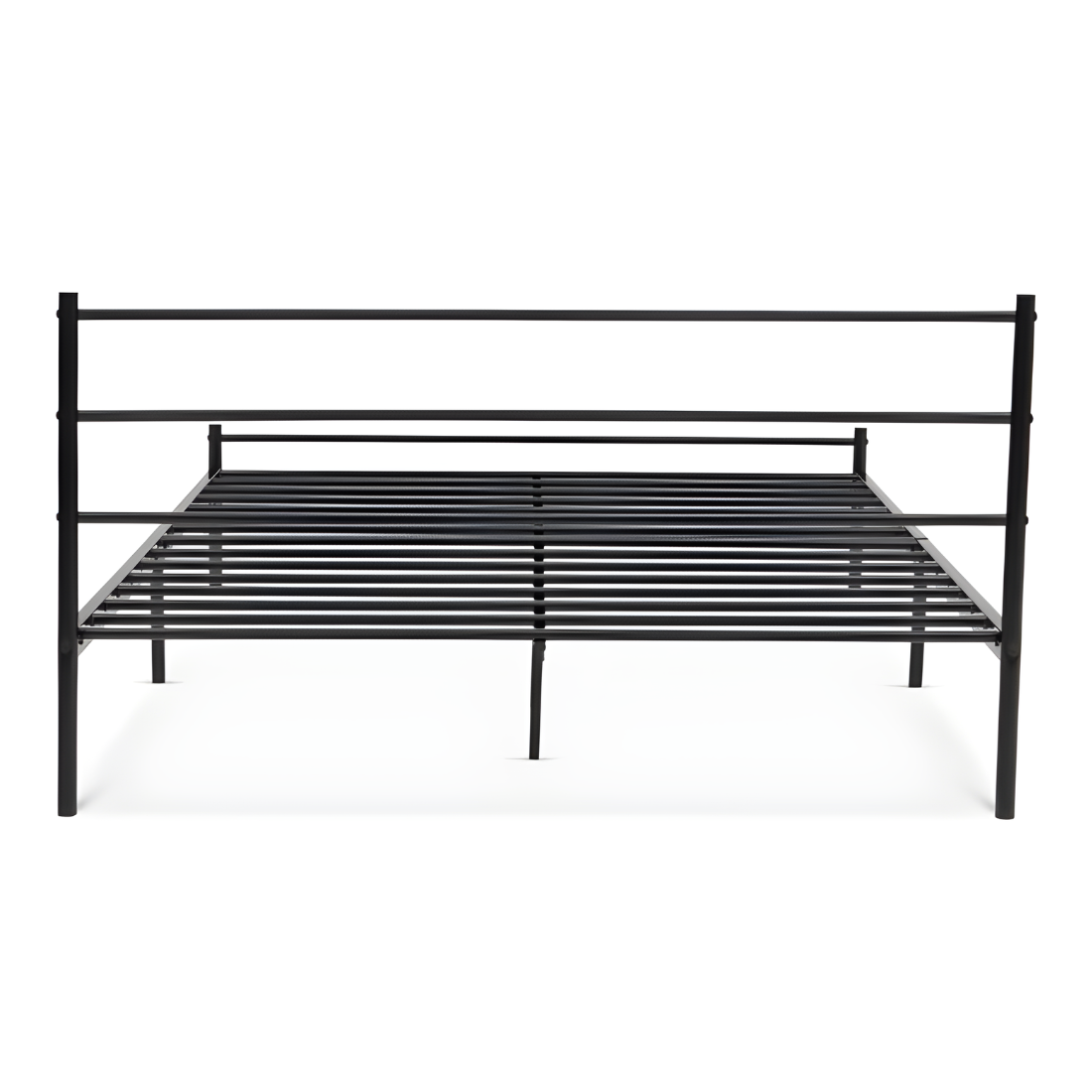 Ukrain Without Storage Metal Bed with Designer Headrest (Color - Black)