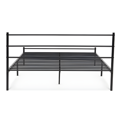 Ukrain Without Storage Metal Bed with Designer Headrest (Color - Black)