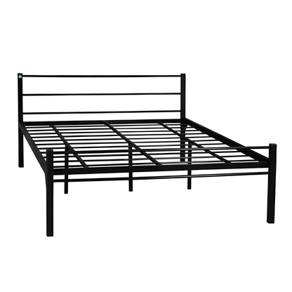 Ukrain Without Storage Metal Bed with Designer Headrest (Color - Black)