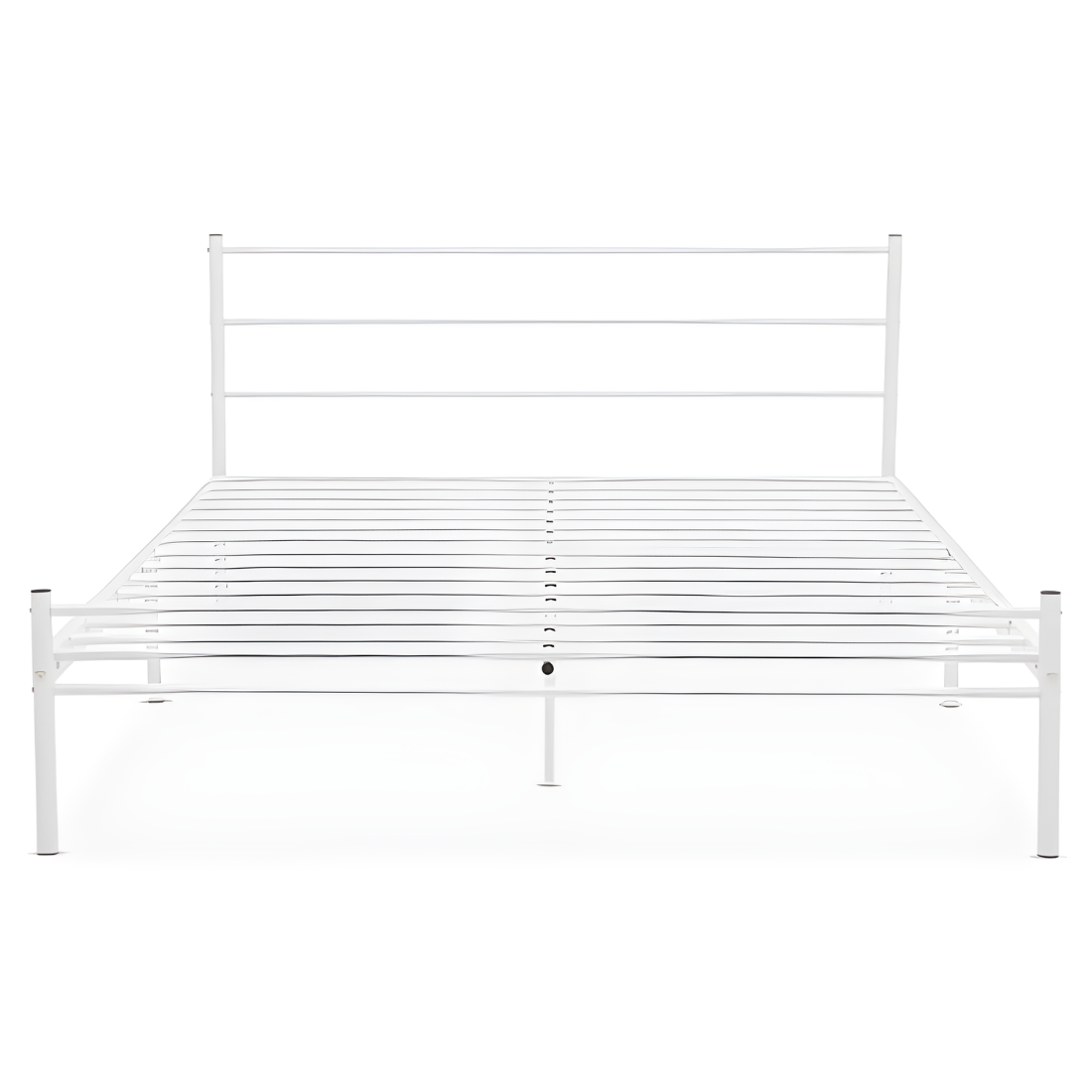 Ukrain Without Storage Metal Bed with Designer Headrest (Color - White)