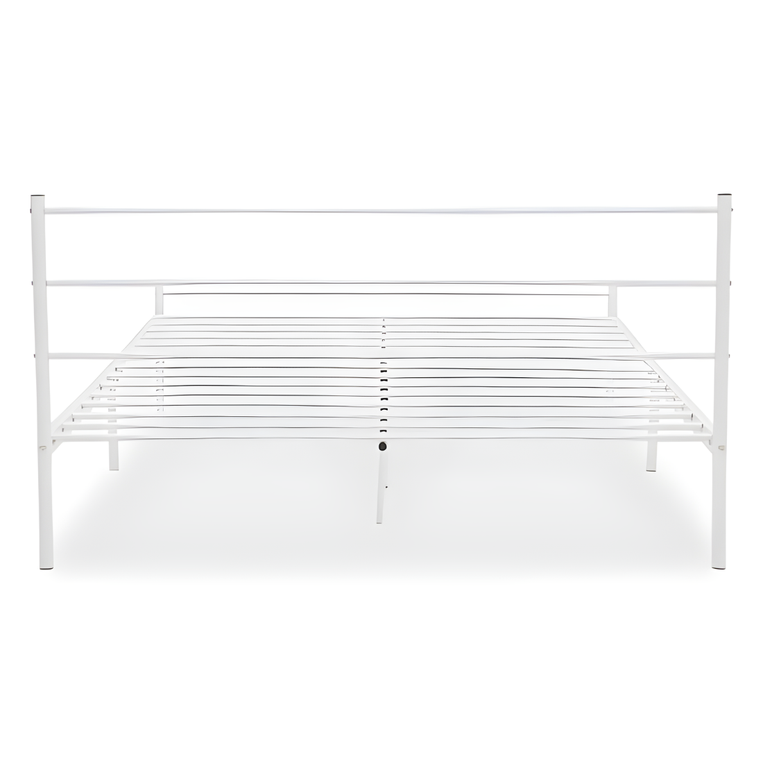 Ukrain Without Storage Metal Bed with Designer Headrest (Color - White)