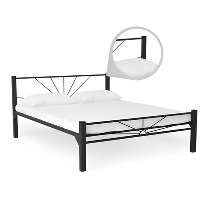 Aegon Without Storage Metal Bed with Designer Headrest (Color - Black)