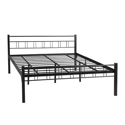 Cersie Without Storage Metal Bed with Designer Headrest (Color - Black)