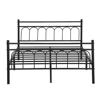 Milton Without Storage Metal Bed with Designer Headrest (Color - Black)