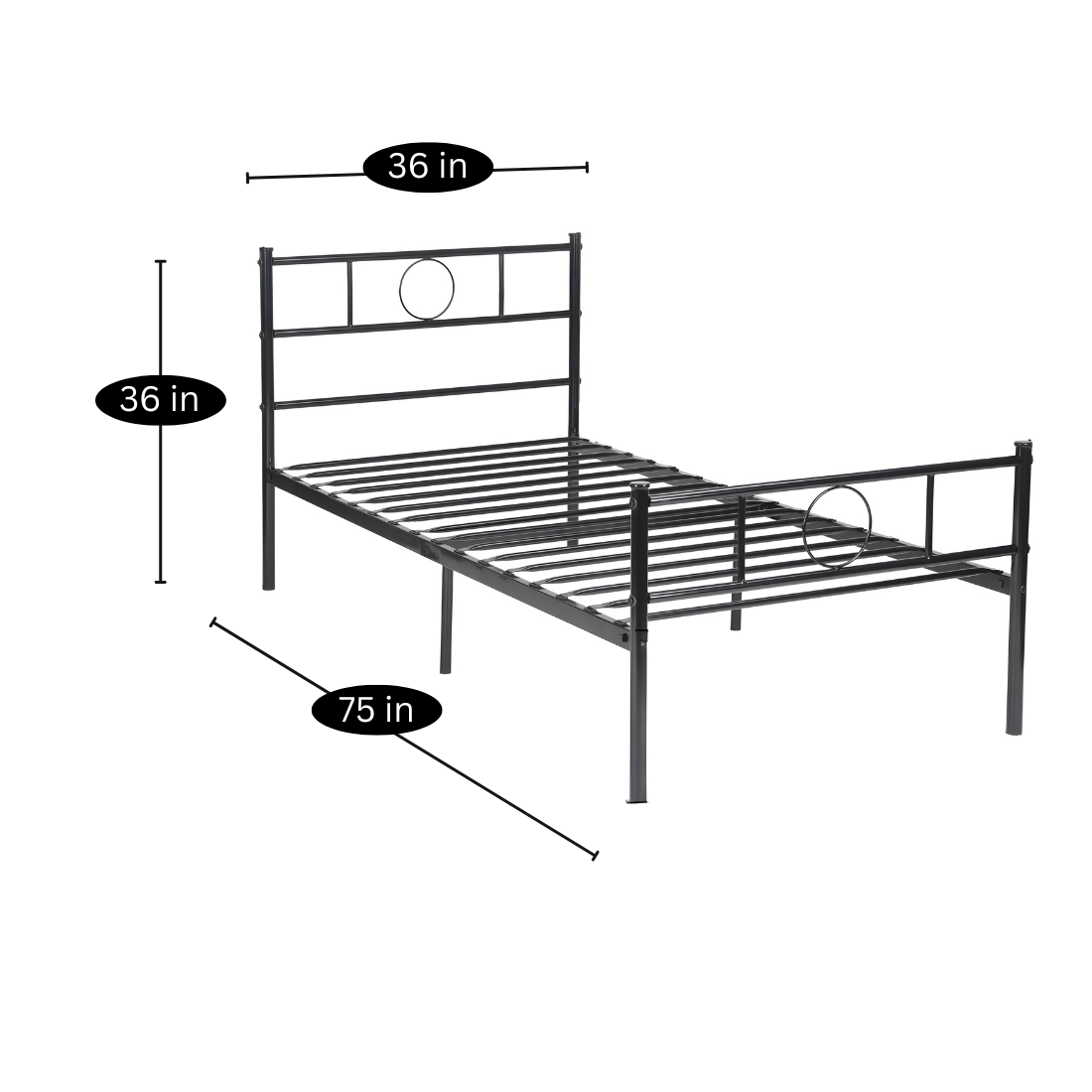 Crisis Without Storage Metal Bed (Color - Black)