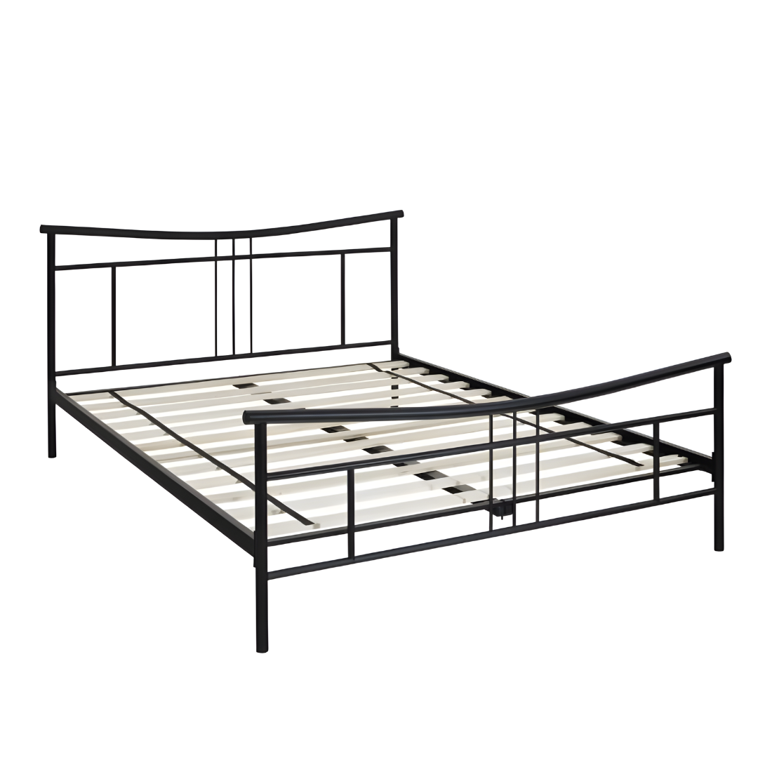 Riot Without Storage Metal Bed with Designer Headrest (Color - Black)